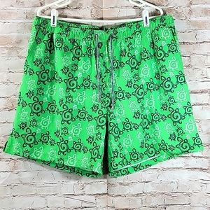 NWT Turtleson Men’s Swimwear Green Scribble Turtles Swim Trunks TU-MS17P30  …